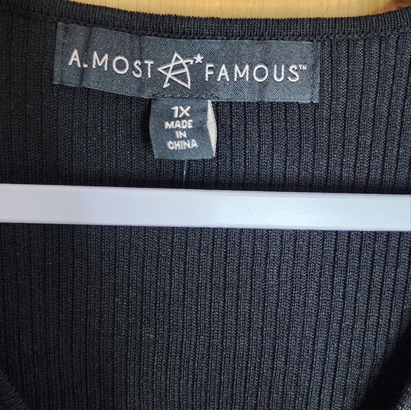 Puff Lace Sleeve Ribbed Sweater Dress plus size Fall / Winter Midi Dress - Picture 7 of 15